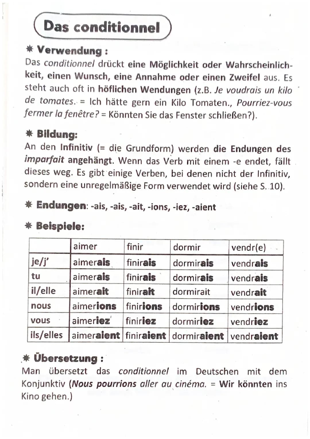 Inhalt:
* présent
* passé composé
*
imparfait
* conditionnel
* futur simple
* unregelm. Wortstämme
* futur composé
* gérondif
* subjonctif
*