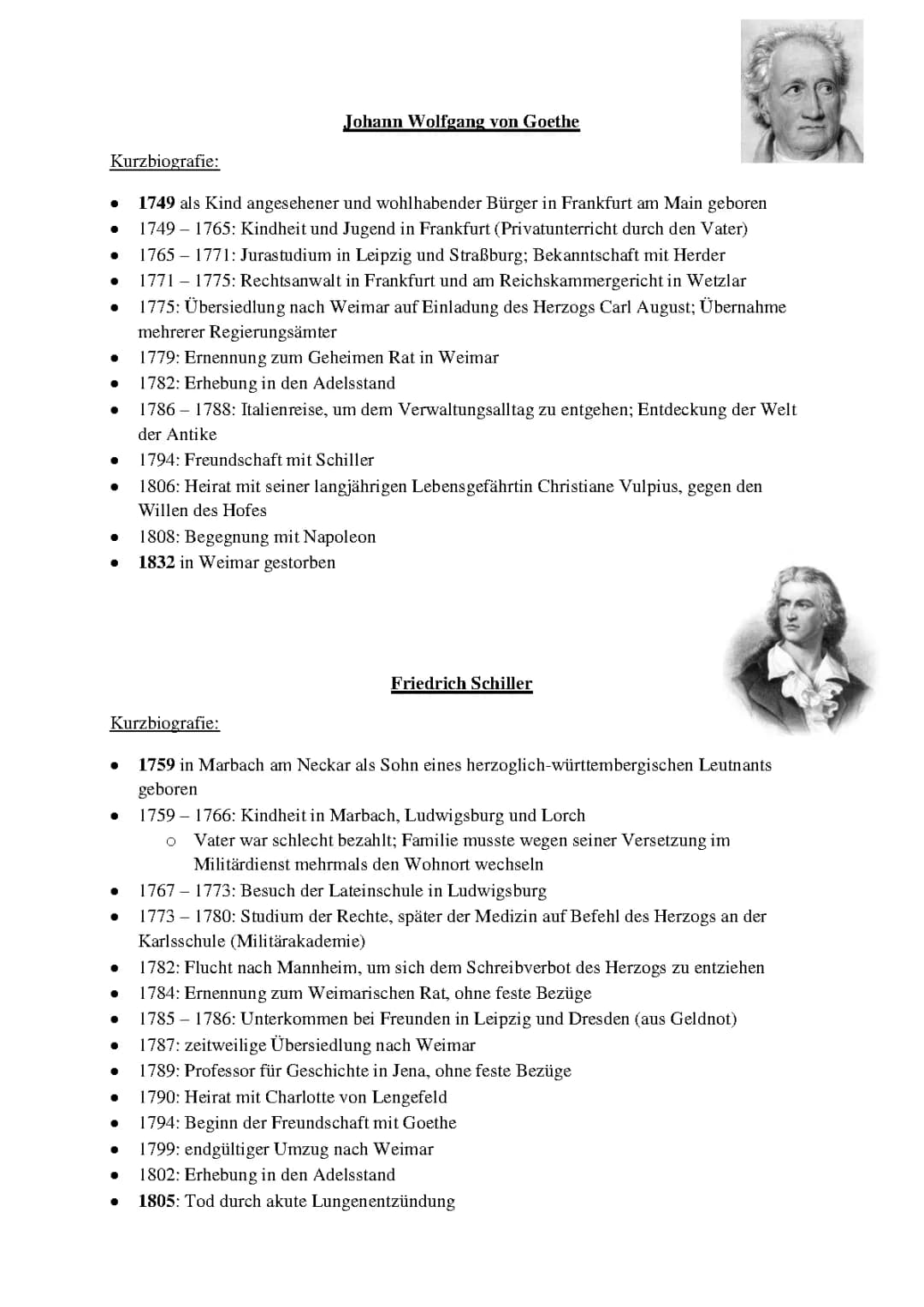 Biografie Goethe & Schiller 