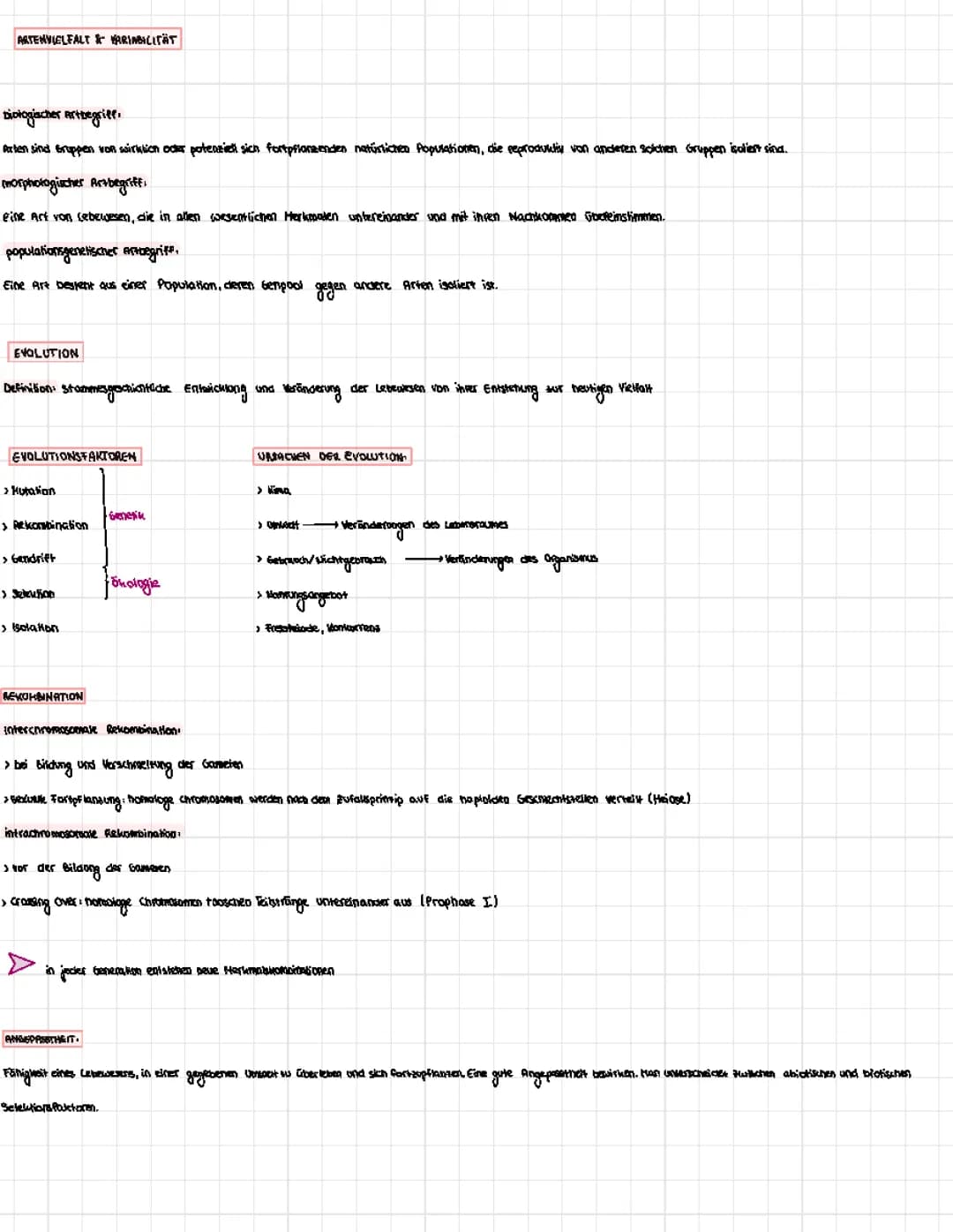 Lernzettel Evolutionsbiologie