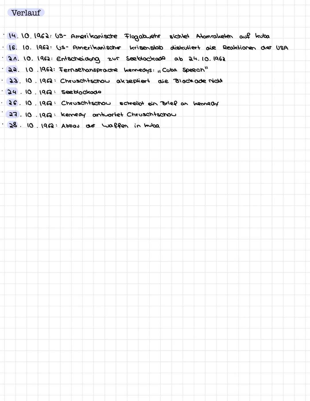 # Kubakrise

Allgemeines

https://youtu.be
/oPj8HrqR-94

*   16. Oktober 1962 - 28. Oktober 1962

*   einer der höhepunkte des kalten kriege
