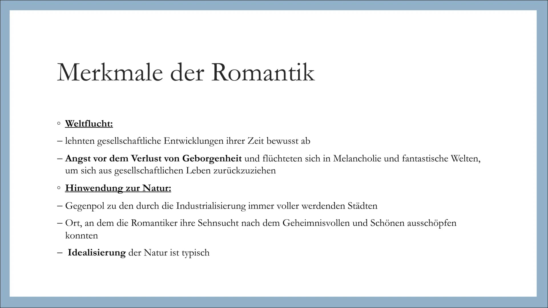 LC2
DIE ROMANTIK
Lyrik
523
CO Gliederung
Epoche der Romantik
• Der Begriff
• Zeitgeschichtliche Einordnung
Gegenbewegung der Klassik
• Weltb