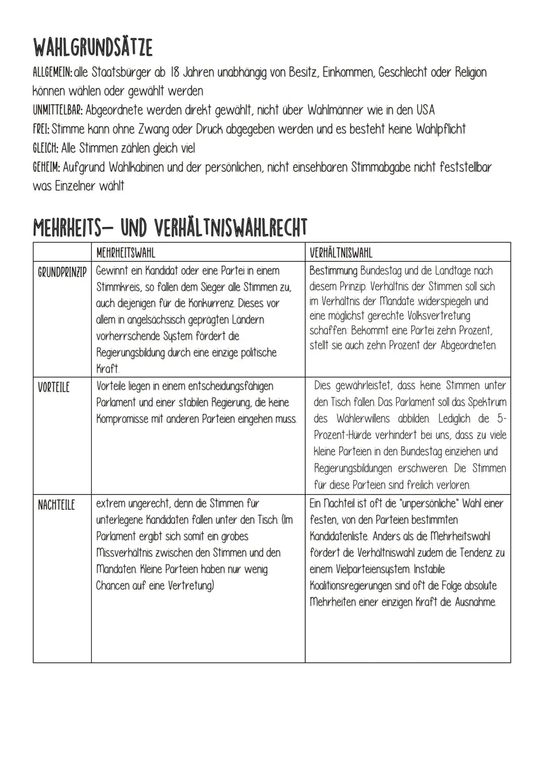 Politik in Deutschland
ZENTRALE ELEMENTE EINER DEMOKRATIE
GEWALTENTEILUNG: verhindert das ein einziger die ganze Macht hat und in seinem Int