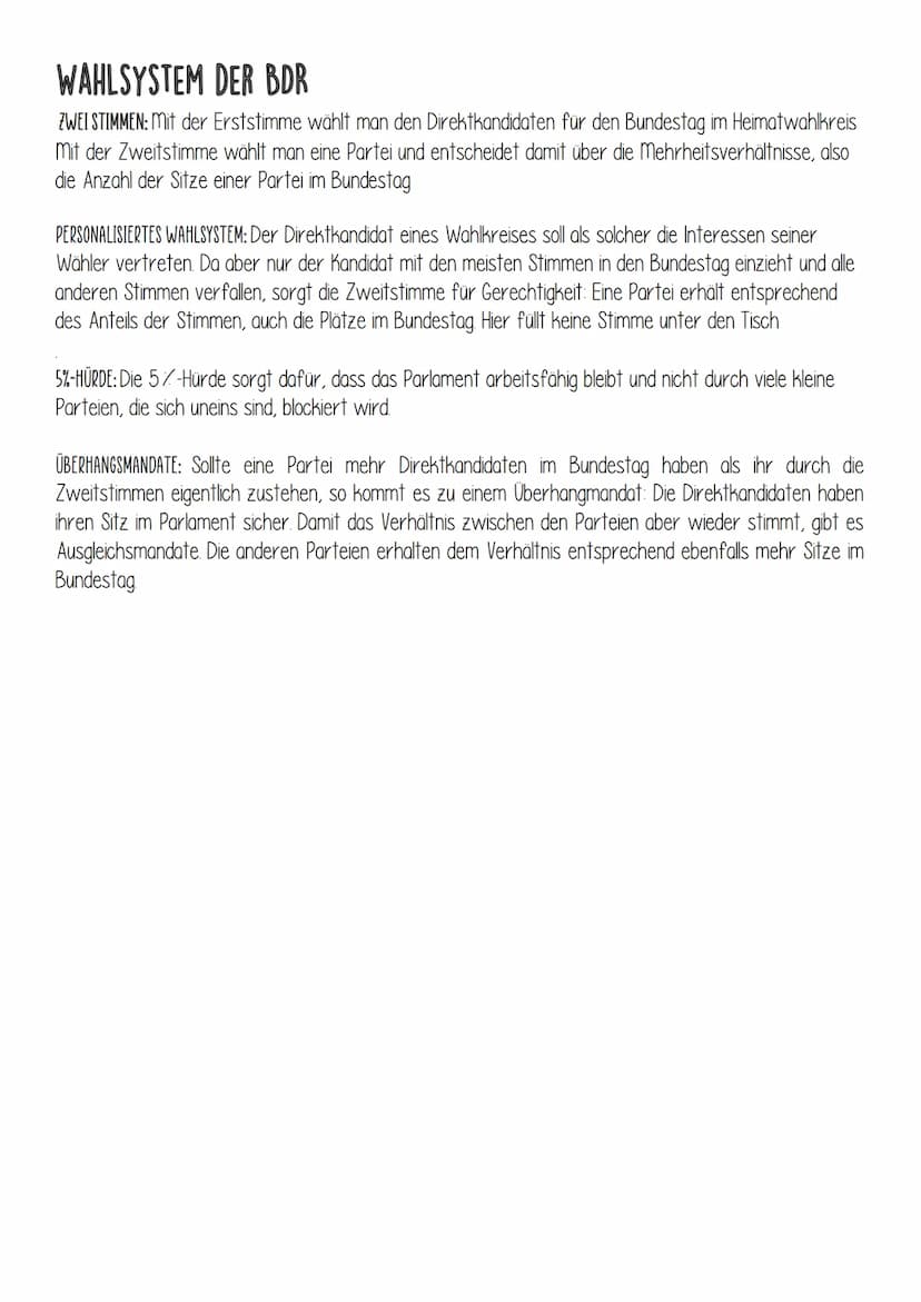 Politik in Deutschland
ZENTRALE ELEMENTE EINER DEMOKRATIE
GEWALTENTEILUNG: verhindert das ein einziger die ganze Macht hat und in seinem Int