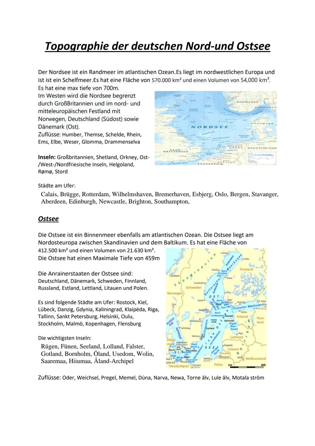 Topographie der deutschen Nord-und Ostsee
Der Nordsee ist ein Randmeer im atlantischen Ozean. Es liegt im nordwestlichen Europa und
ist ist 