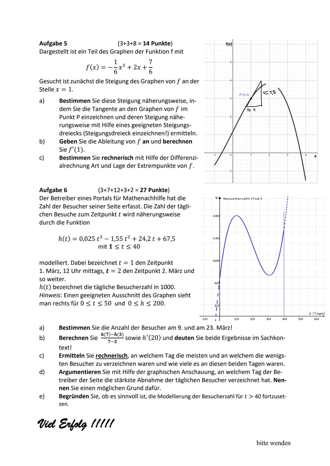 3. Kursarbeit Mathematik M3, EPH
Name:
Hilfsmittelfreier Teil
Bearbeitungszeit maximal 20 Minuten
Achten Sie auf eine übersichtliche und ord