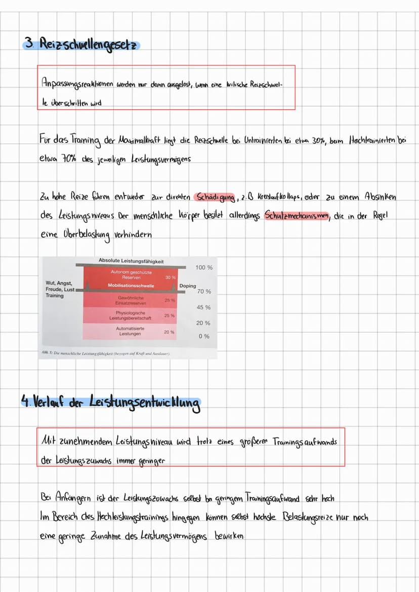 Allgemeine Gesetzmäßigkeiten des Trainings
1. Qualitätsgesel?
2. Homöostase und Modell der Superkompensation
3 Reizschwellengesetz
4 Verlauf