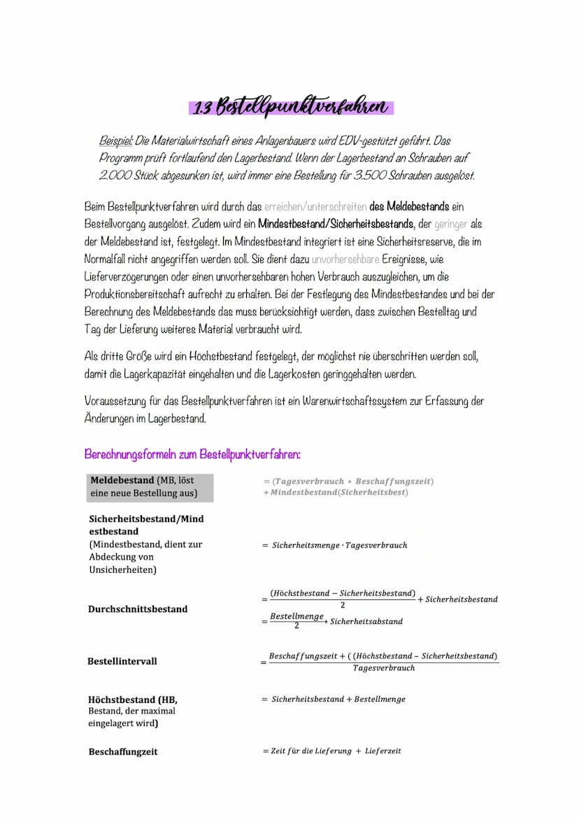 1. Materialwirtschaft
Die Materialwirtschaft ist für die Beschaffung und Bereitstellung aller notwendigen
Produktionsfaktoren zuständig.
Bed