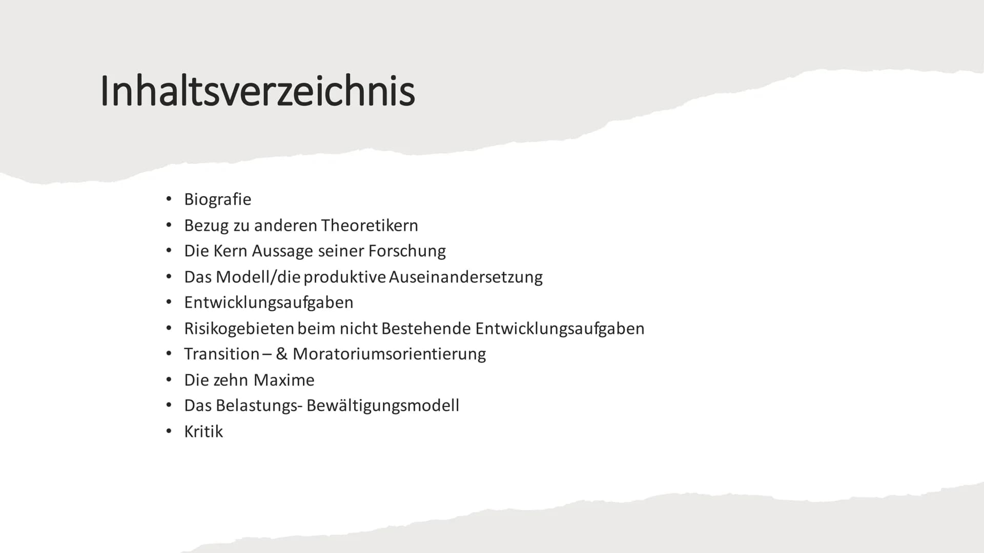 Klaus Hurrelmann
Das Modell der
produktiven
Realitätsverarbeitung Inhaltsverzeichnis
Biografie
Bezug zu anderen Theoretikern
Die Kern Aussag