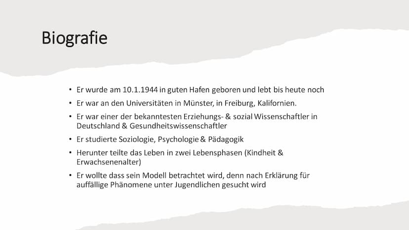 Klaus Hurrelmann
Das Modell der
produktiven
Realitätsverarbeitung Inhaltsverzeichnis
Biografie
Bezug zu anderen Theoretikern
Die Kern Aussag