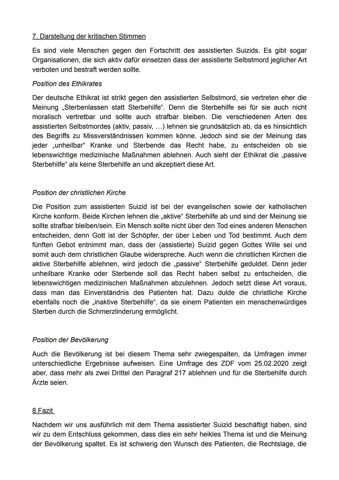Gliederung
1. Vorwort
2. Begriffsdefinition
3. Der Wunsch zu sterben
4. Die verschiedenen Arten
5. Theologische Sicht
6. Rechtslage
6.1. Deu