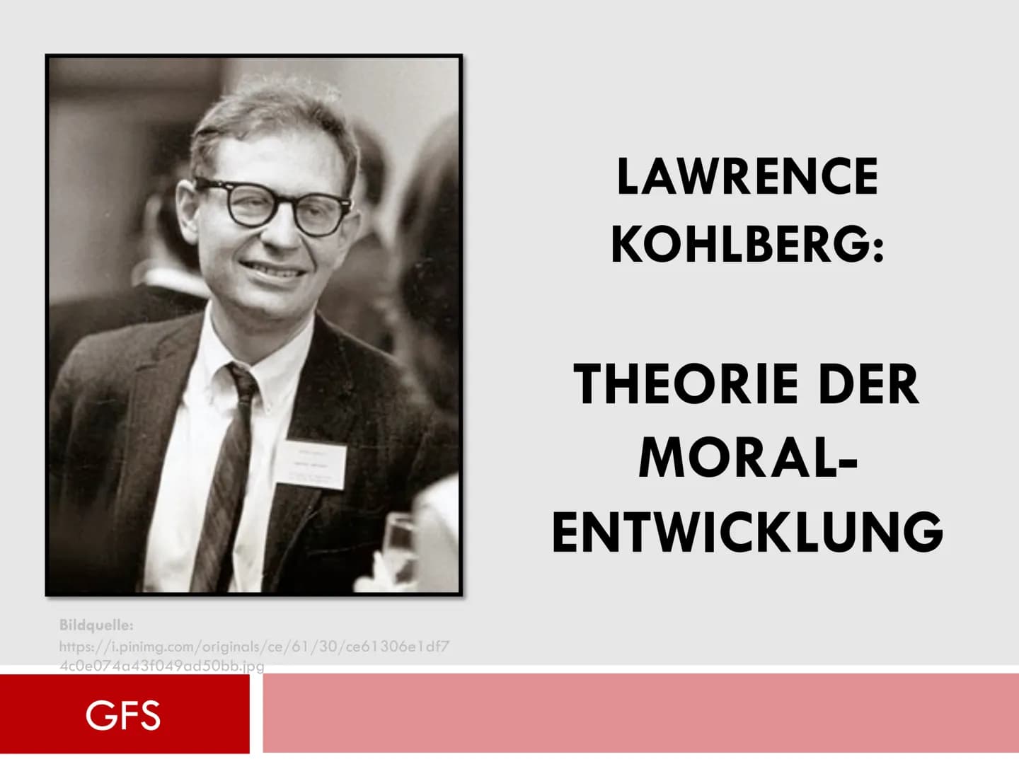 Lawrence Kohlberg: Theorie der Moralentwicklung Stufenmodell
Lawrence Kohlberg
1927
1945
1947
1948
1949 Bachelor of Arts
1958 Abschluss Prom