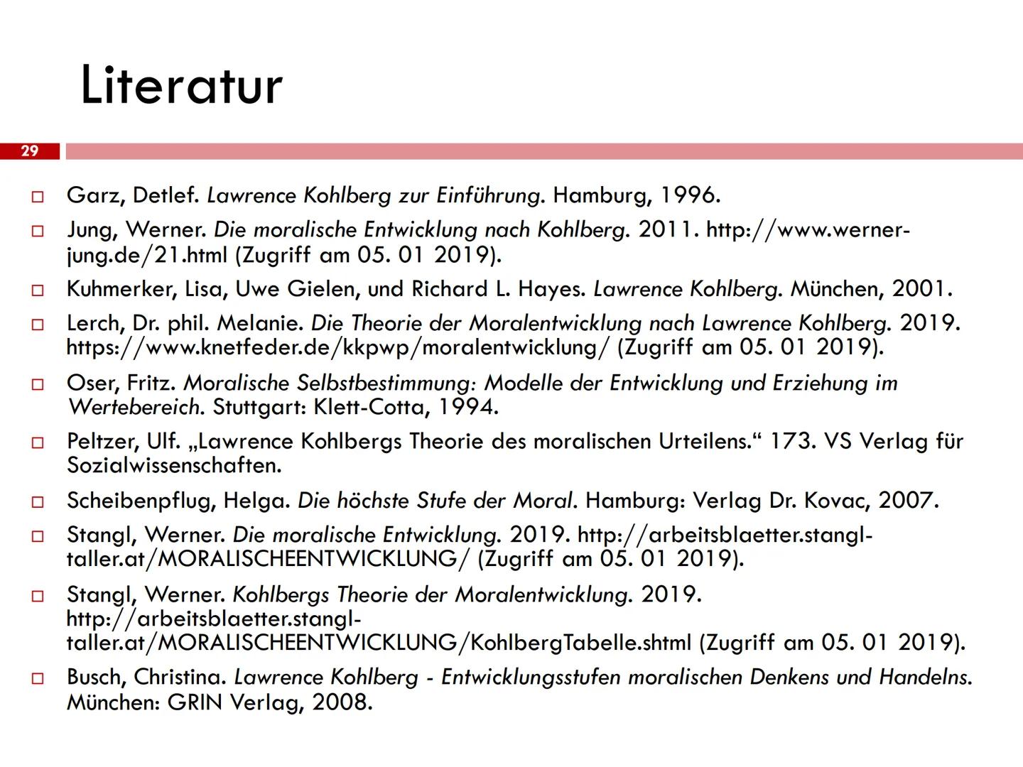 Lawrence Kohlberg: Theorie der Moralentwicklung Stufenmodell
Lawrence Kohlberg
1927
1945
1947
1948
1949 Bachelor of Arts
1958 Abschluss Prom