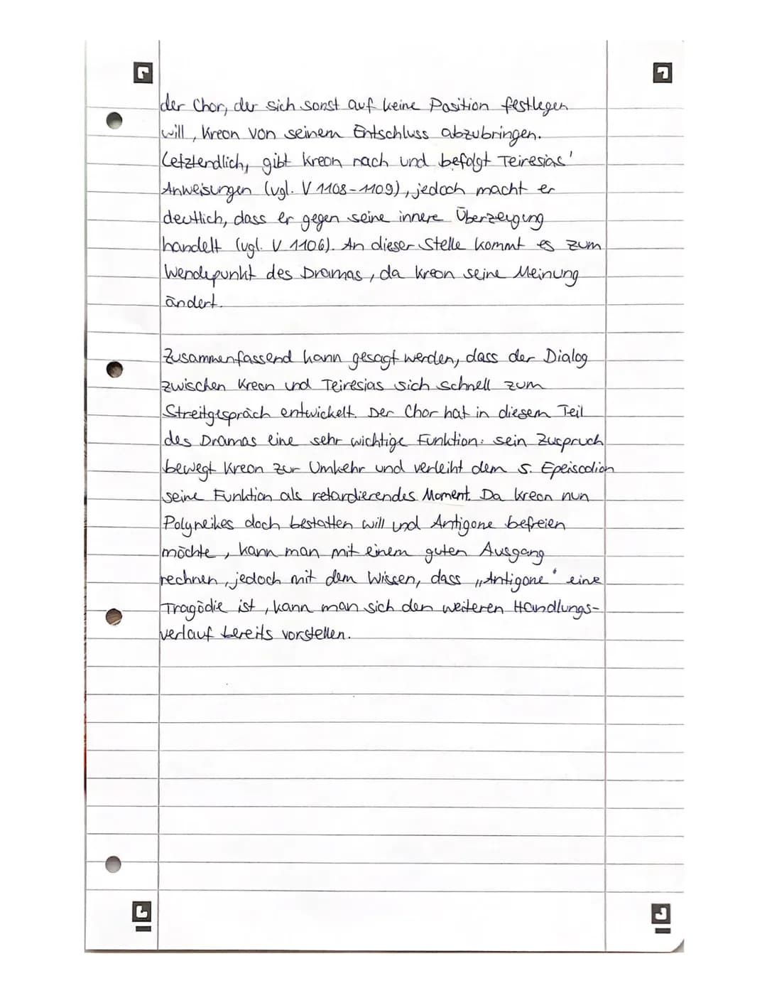 INTERPRETATION 5. Epeisodion.
Das Drama, Antigone "wurde erstmals im Jahr 442 v. Chr.
aufgeführt und wurde vom griechischen Dichter Sophokle