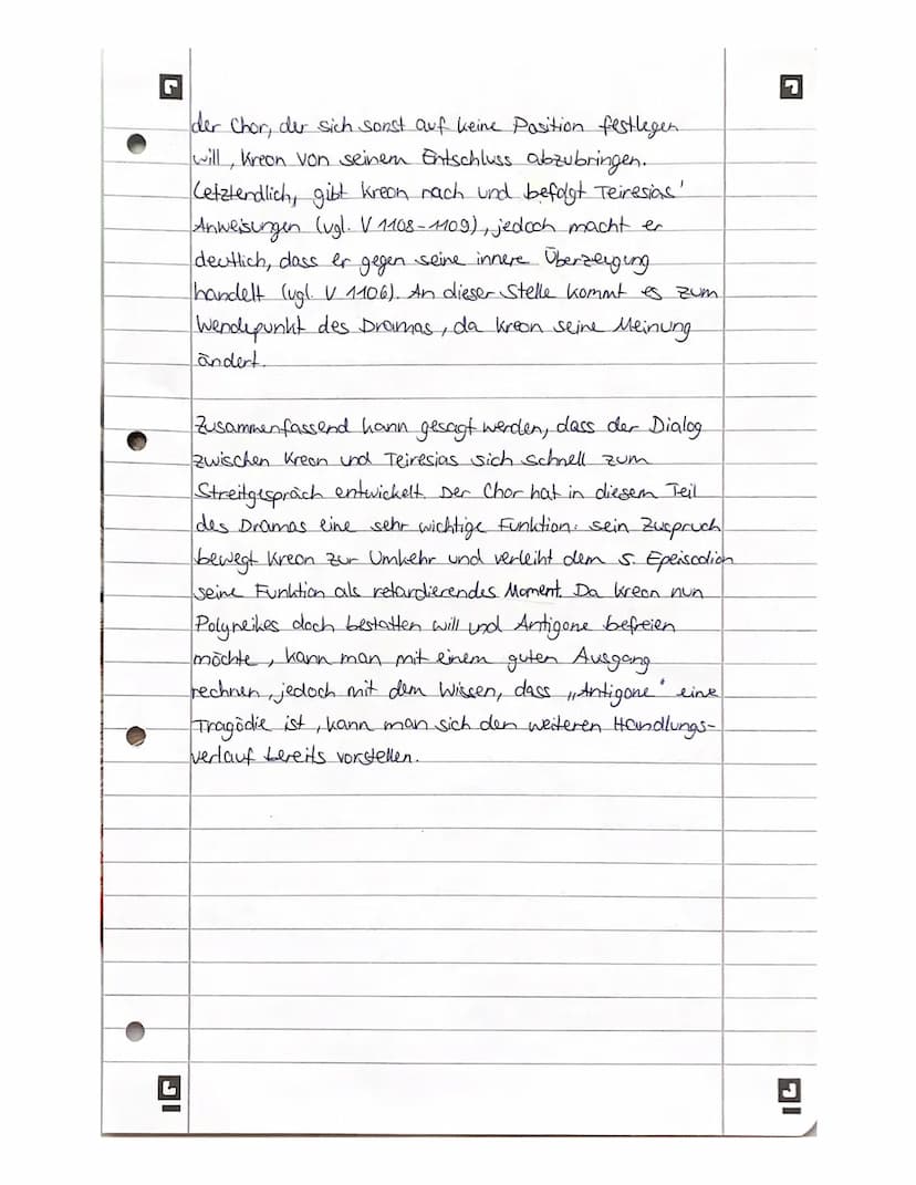 INTERPRETATION 5. Epeisodion.
Das Drama, Antigone "wurde erstmals im Jahr 442 v. Chr.
aufgeführt und wurde vom griechischen Dichter Sophokle