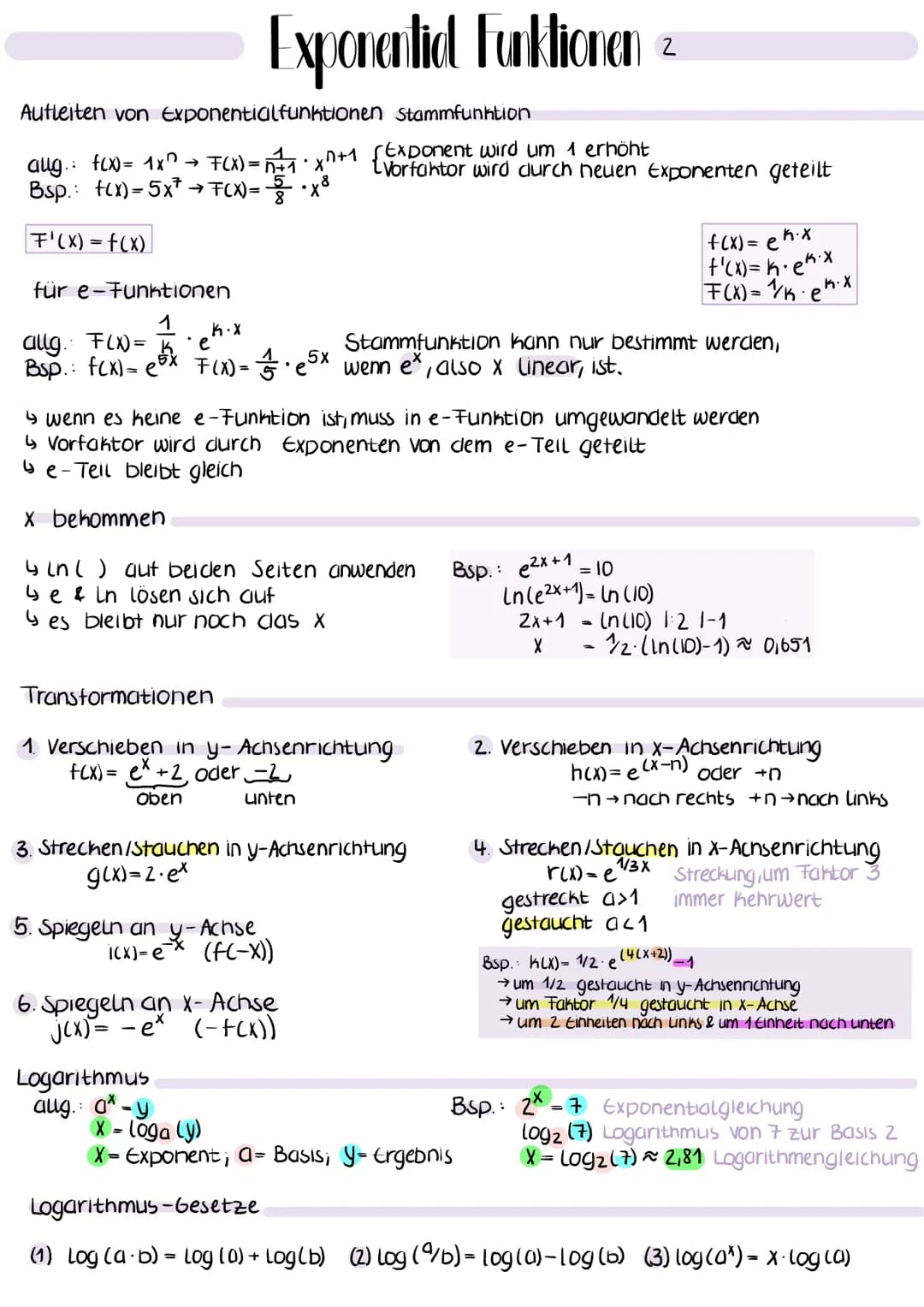 augemein
f(x) = c.ax
C: Anfangswert
a: Wachstumsfaktor
X: Zeitpunkt
Eigenschaften der Graphen
4941 → Graph verläuft von oben Links nach unte