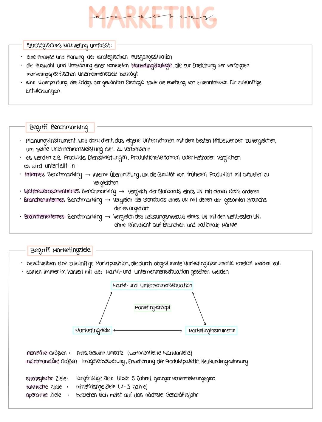 Strategisches Marketing umfasst:
eine Analyse und Planung der strategischen Ausgangssituation
die Auswahl und Umsetzung einer konkreten Mark