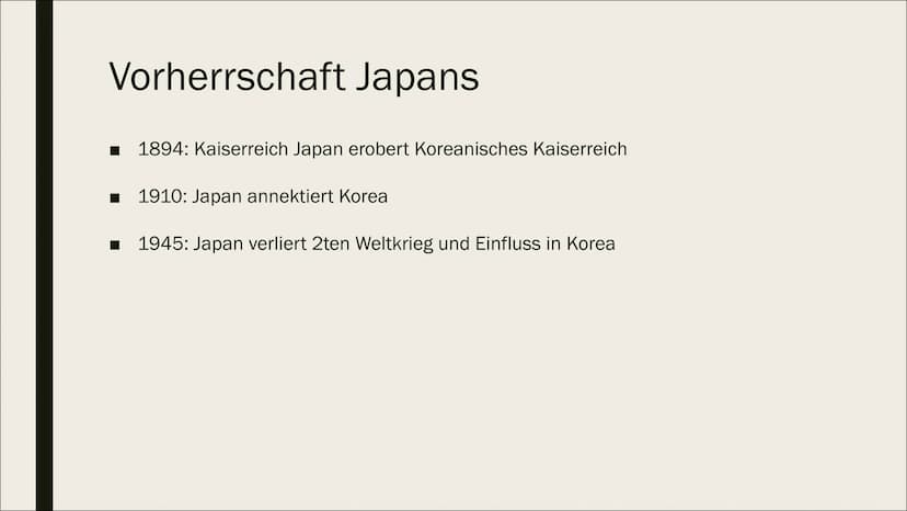 ୮
KOREA KRIEG
1950-1953 Vorherrschaft Japans
1894: Kaiserreich Japan erobert Koreanisches Kaiserreich
■ 1910: Japan annektiert Korea
1945: J