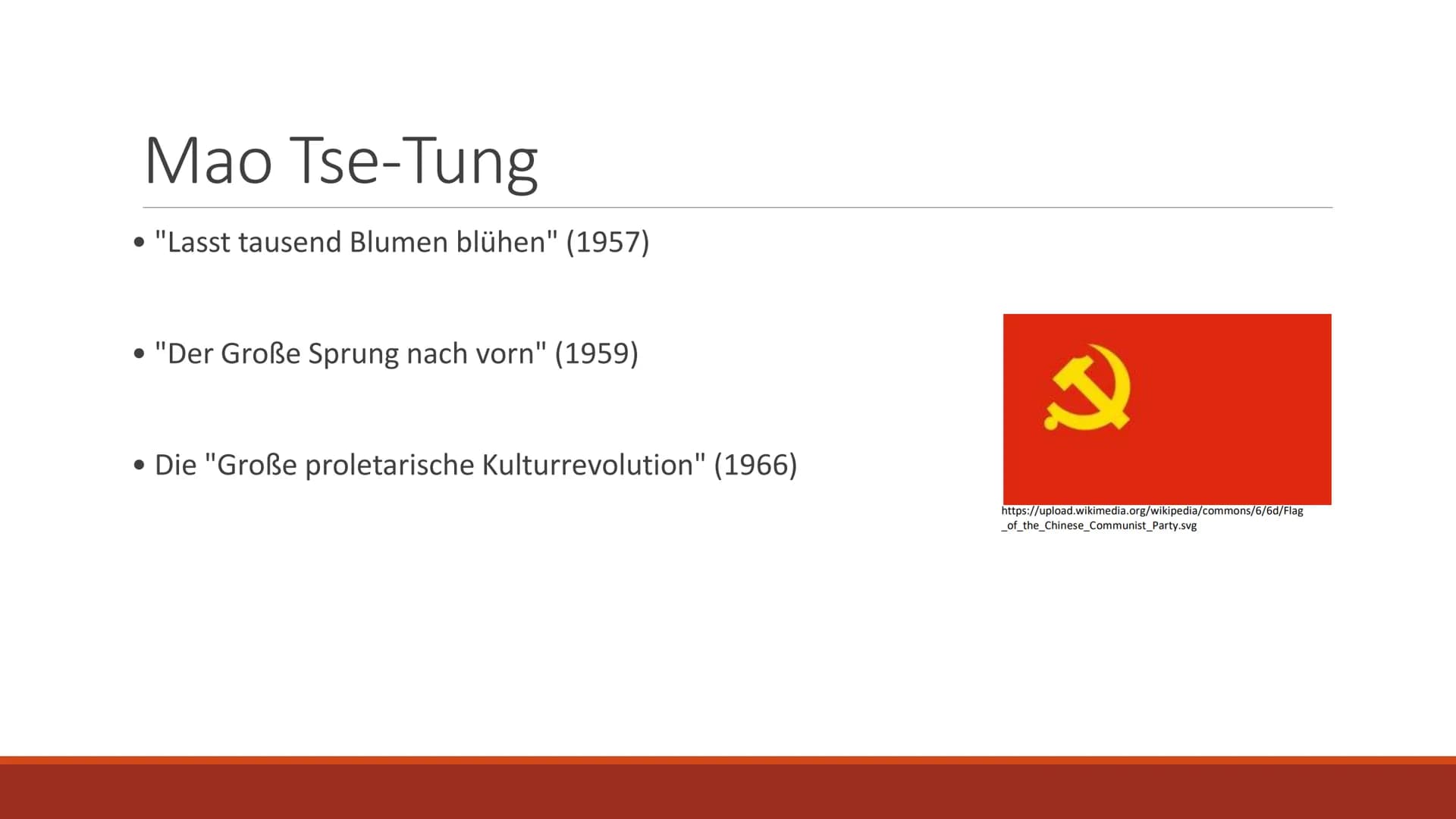 Maoismus Inhaltsverzeichnis
● Mao Tse-Tung
● Entstehung
• Leitgedanken
●
●
Fazit
•Quellen Mao Tse-Tung
• Geboren am 26. Dezember 1893 in Sha