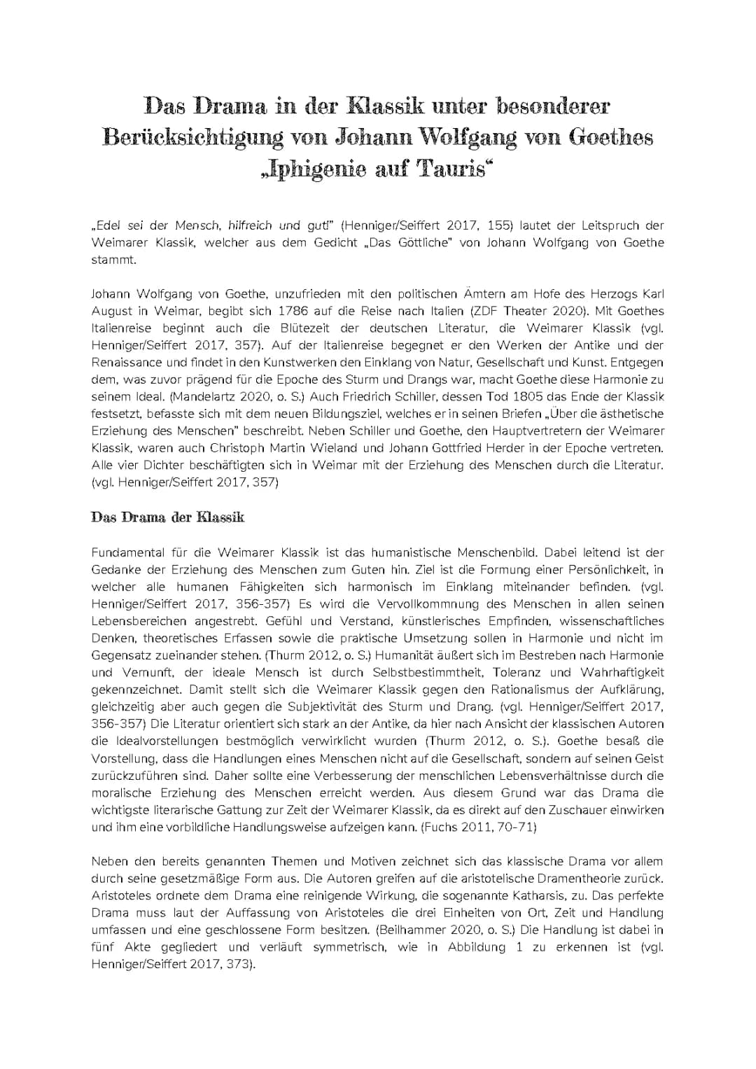 Weimarer Klassik und Goethes Iphigenie auf Tauris: Merkmale, Zusammenfassung und Analyse