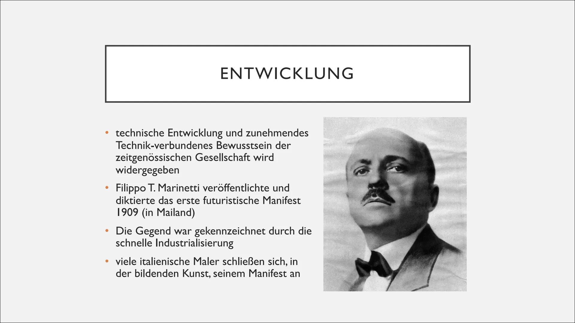FUTURISMUS INHALT
Allgemeines
Entwicklung
Charakteristika des Manifests
Schönheitsideale und Motive
Bekannte Künstler & Werke
Bildanalyse
Qu