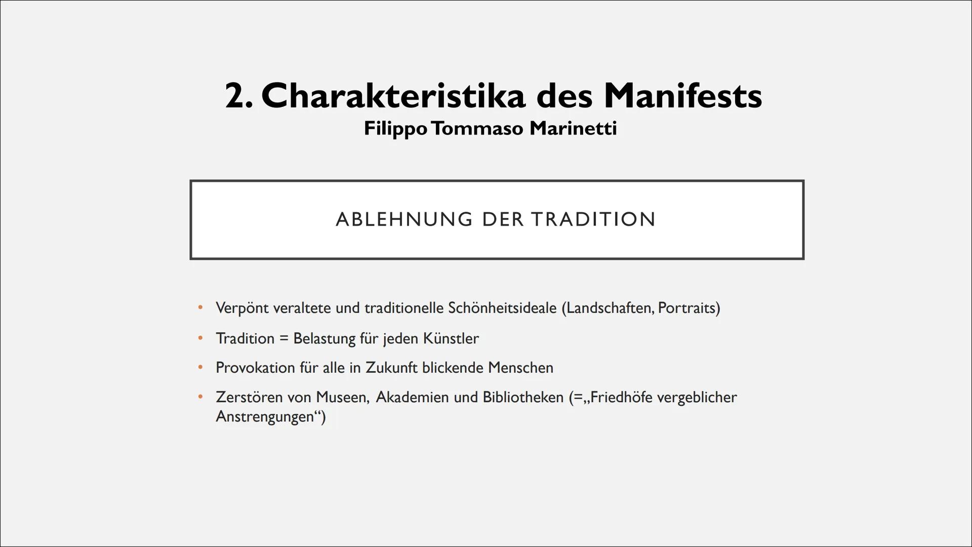 FUTURISMUS INHALT
Allgemeines
Entwicklung
Charakteristika des Manifests
Schönheitsideale und Motive
Bekannte Künstler & Werke
Bildanalyse
Qu