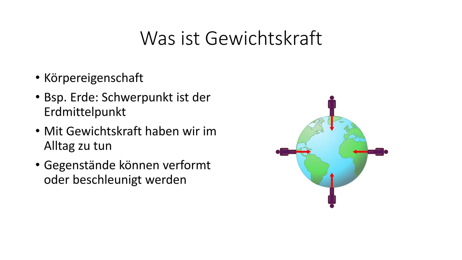 Gewichtskraft und Masse
Zwei unterschiedliche Größen • Was ist Gewichtskraft
Wofür braucht man Gewichtskraft
• Wie berechnet man Gewichtskra