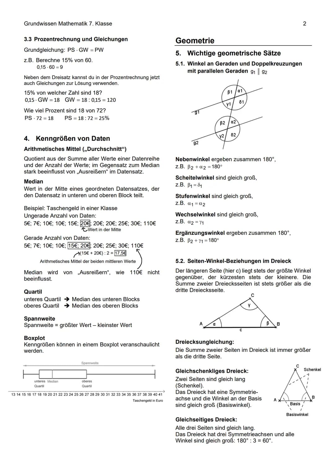 Grundwissen Mathematik 7. Klasse G9
Funktionen
1. Terme
Ausdrücke wie z.B. (3a - b)(2a + 4b) oder
4
6a² +10ab-4b2 oder
x(x-3)
In den Term T₁