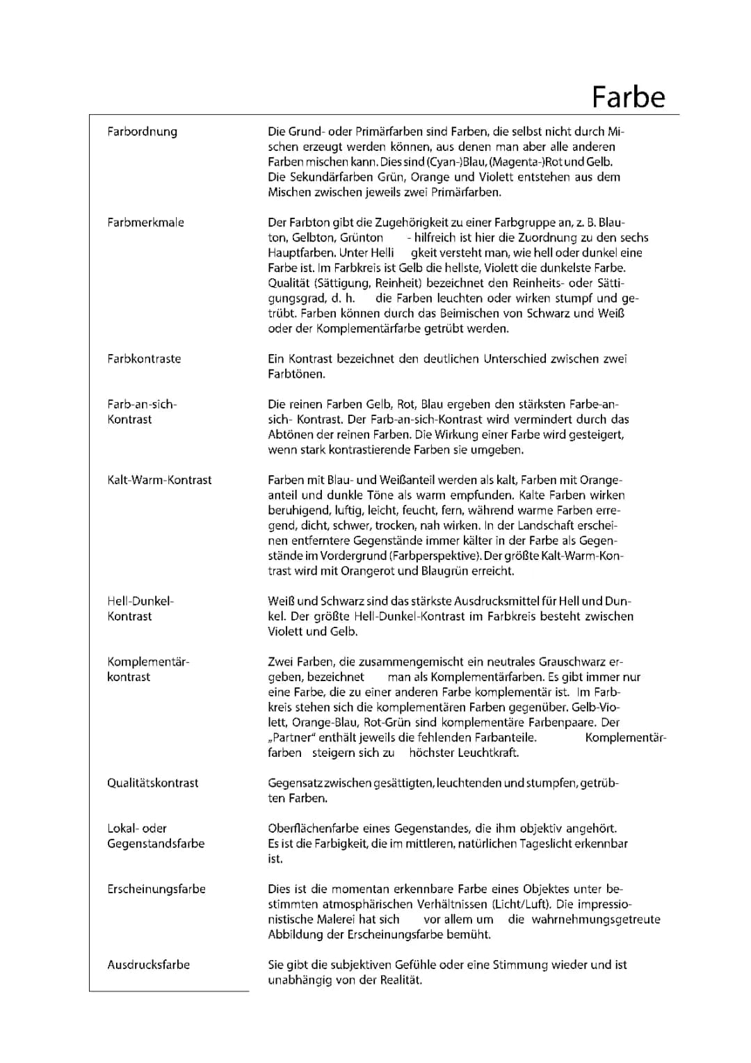 Farbkontraste in der Kunst: Beispiele, Hell-Dunkel- und Komplementärkontrast für den Unterricht