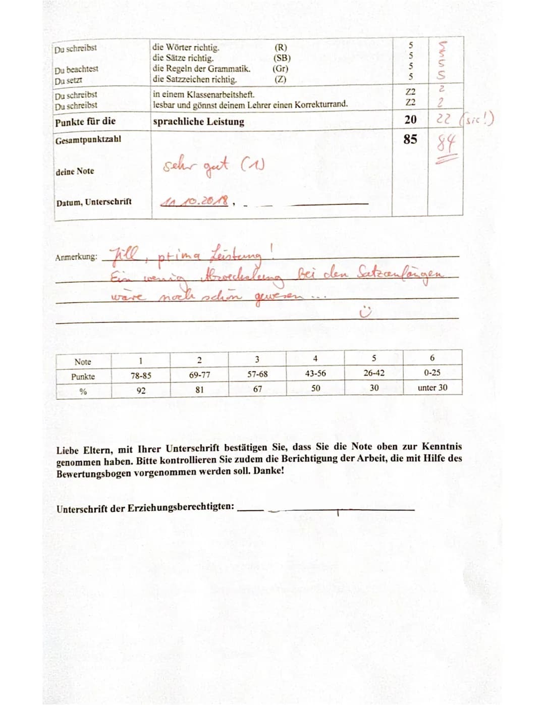 Bewertungsbogen zur KA 1 Deutsch im EK 9, 2. Hbj. vom 10.10.2018
Einen Tagesbericht verfassen
Fill
Aufgaben
1. Du füllst die Tabelle
richtig
