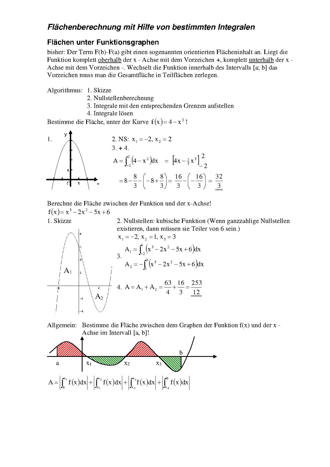 Flächenberechnung mithilfe bestimmter Integrale