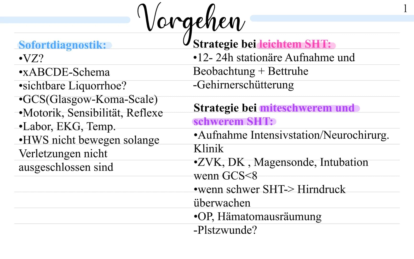 # Schädel-Hirn-trauma

Definition: -> Schädelverletzung mit Beteiligung des Gehirns, ausgelöst durch
Gewalteinwirkung

Direkt Schädigung d. 