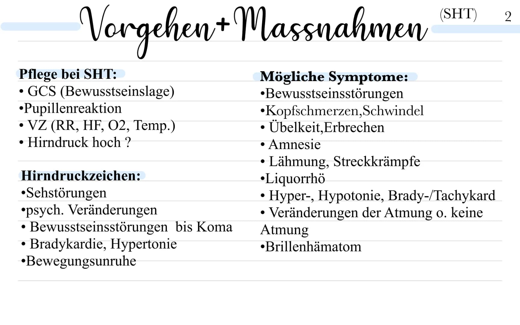 # Schädel-Hirn-trauma

Definition: -> Schädelverletzung mit Beteiligung des Gehirns, ausgelöst durch
Gewalteinwirkung

Direkt Schädigung d. 