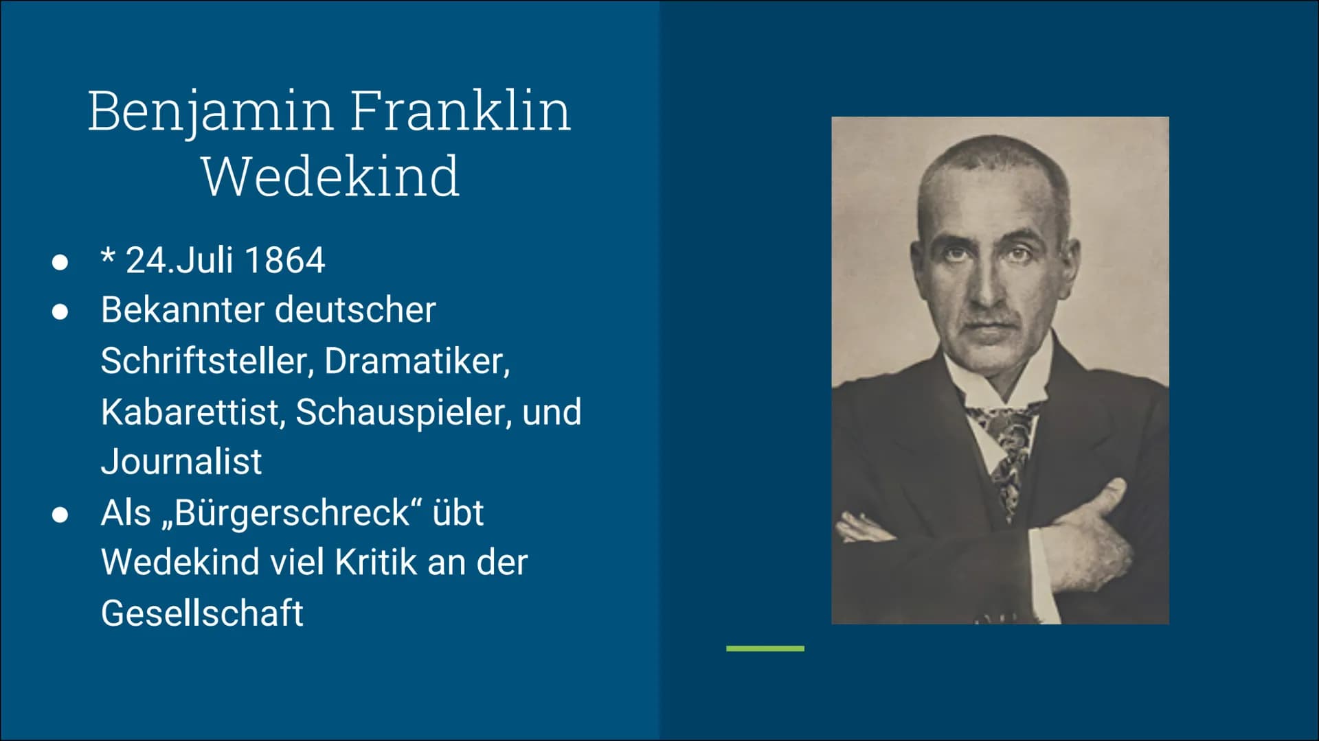 Frühlings Erwachen
Frank Wedekind 1. Autor
Benjamin Franklin Wedekind
* 24.07.1864 in Hannover - †09.03.1918 in München
●
Frank Wedekind: Fr