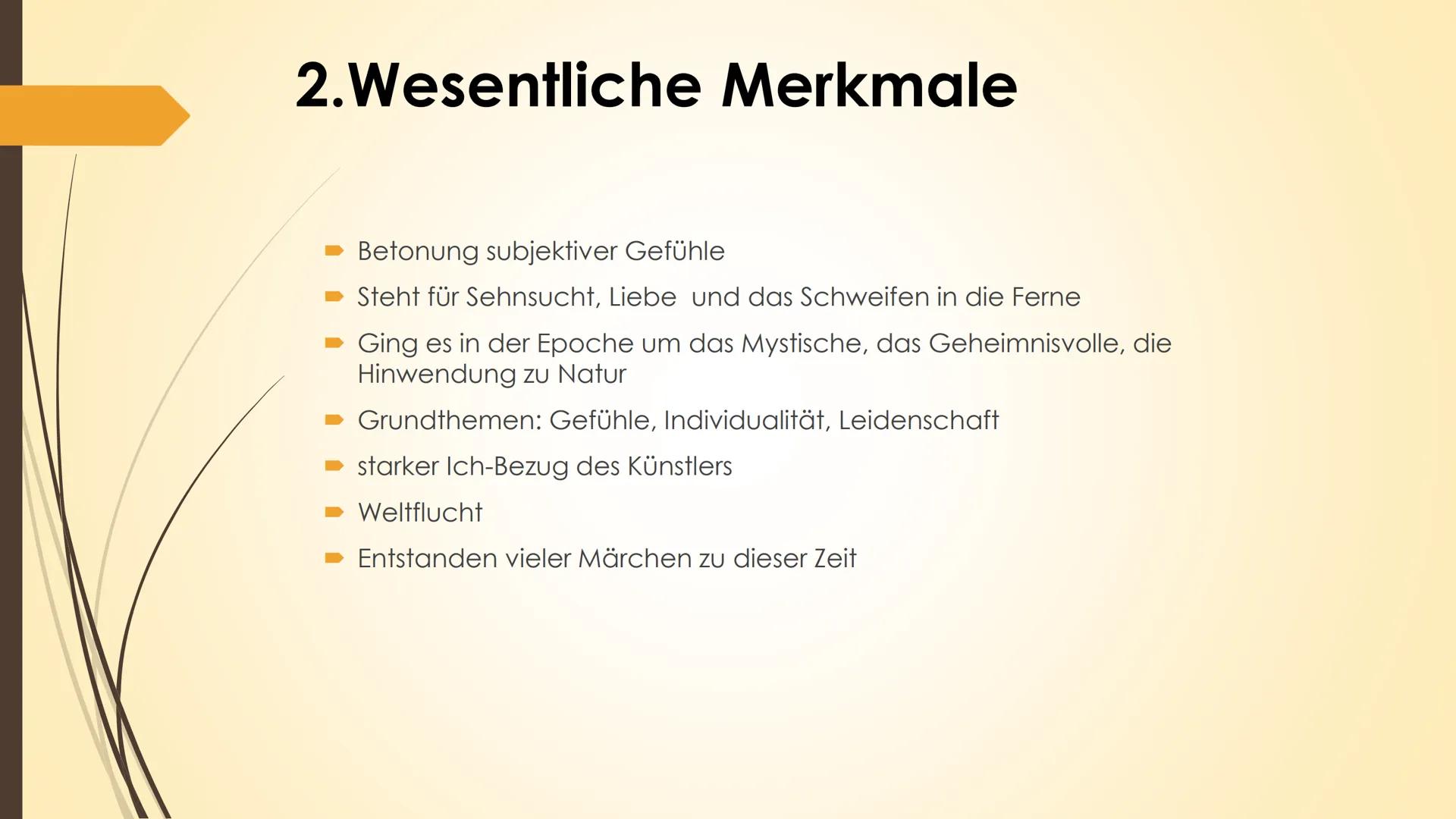 Begriff ,,Romantik":
Romantik
Zeitliche Einordnung: →von 1780 bis 1850 (zwischen Aufklärung/ Klassizismus und Realismus)
→ Bezug zum Mittela