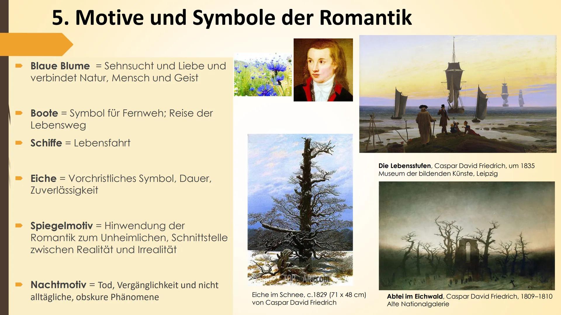 Begriff ,,Romantik":
Romantik
Zeitliche Einordnung: →von 1780 bis 1850 (zwischen Aufklärung/ Klassizismus und Realismus)
→ Bezug zum Mittela
