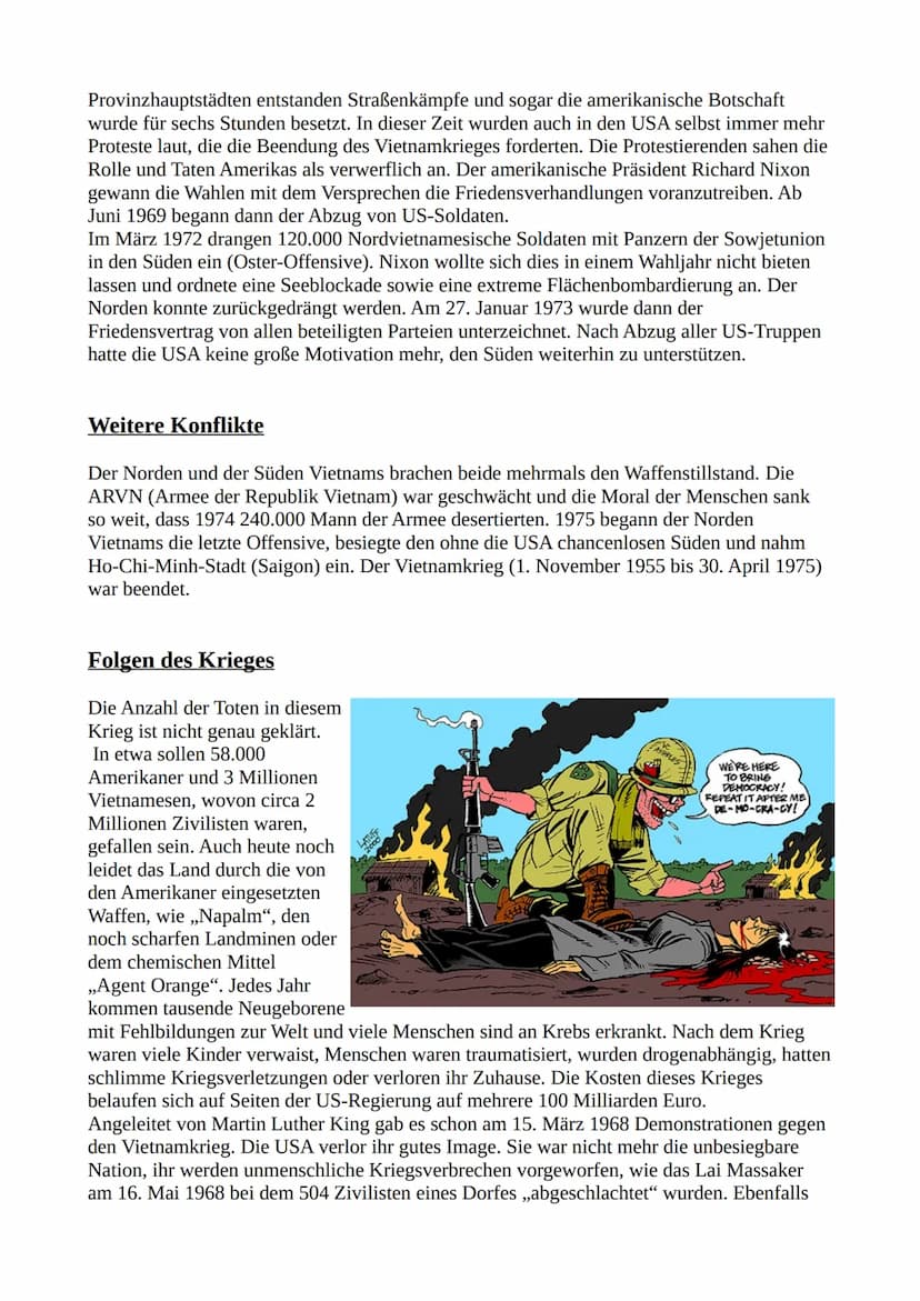 Der Vietnamkrieg
Der Vietnamkrieg, ein Stellvertreterkrieg der
Supermächte Sowjetunion und den USA, wird
heutzutage von vielen Menschen sehr
