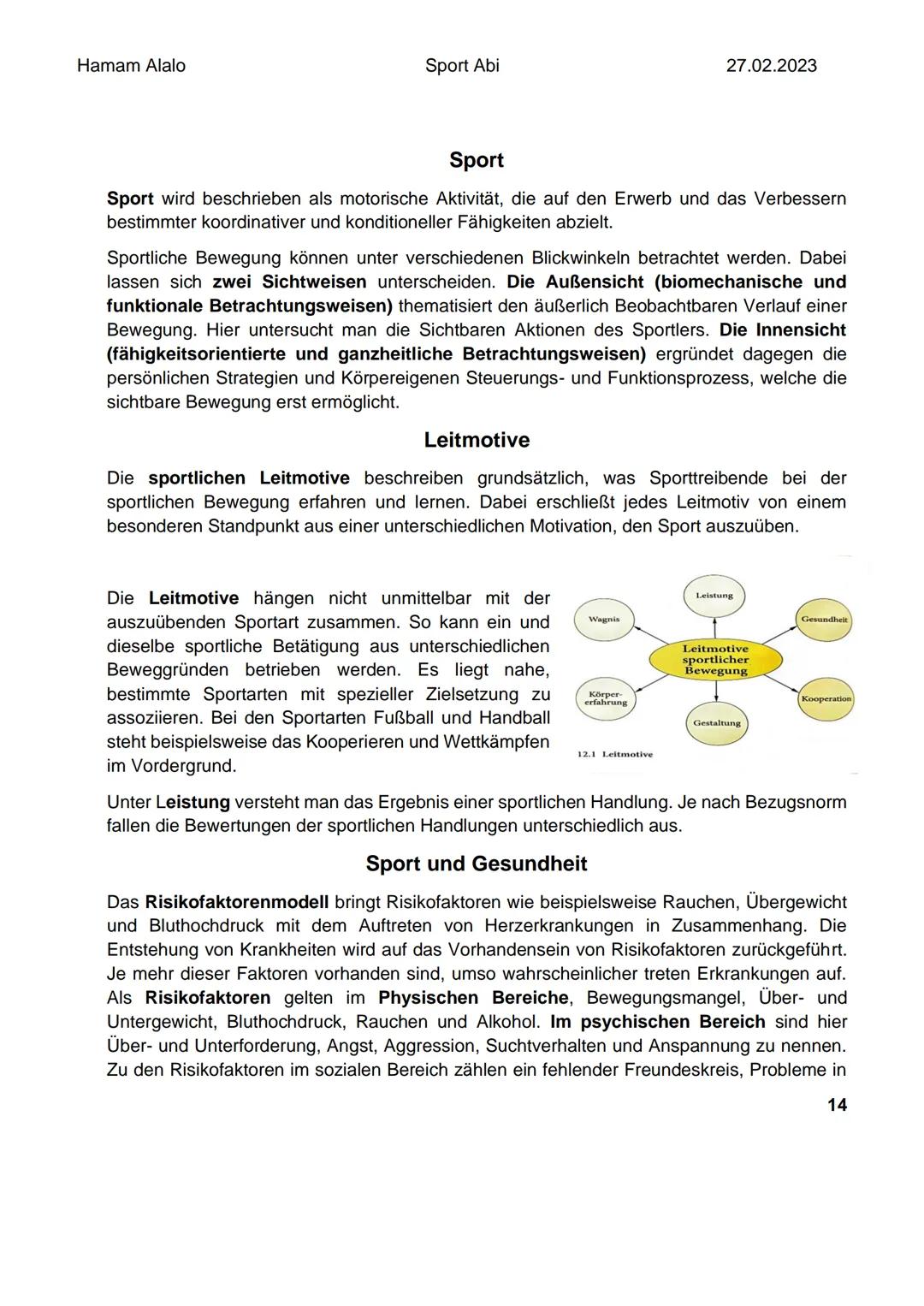 Hamam Alalo
Sport Abi
Bewegungslehre
27.02.2023
Warum Bewegungsanalyse?
Das Ziel der Analyse sportlicher Bewegungen besteht darin, ein Beweg