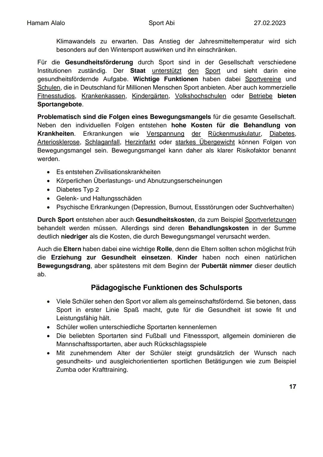 Hamam Alalo
Sport Abi
Bewegungslehre
27.02.2023
Warum Bewegungsanalyse?
Das Ziel der Analyse sportlicher Bewegungen besteht darin, ein Beweg