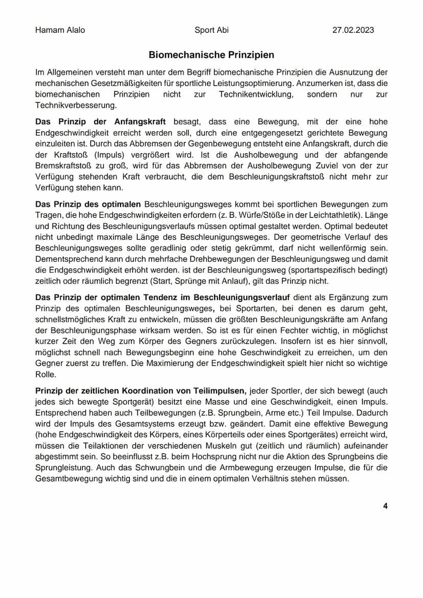 Hamam Alalo
Sport Abi
Bewegungslehre
27.02.2023
Warum Bewegungsanalyse?
Das Ziel der Analyse sportlicher Bewegungen besteht darin, ein Beweg