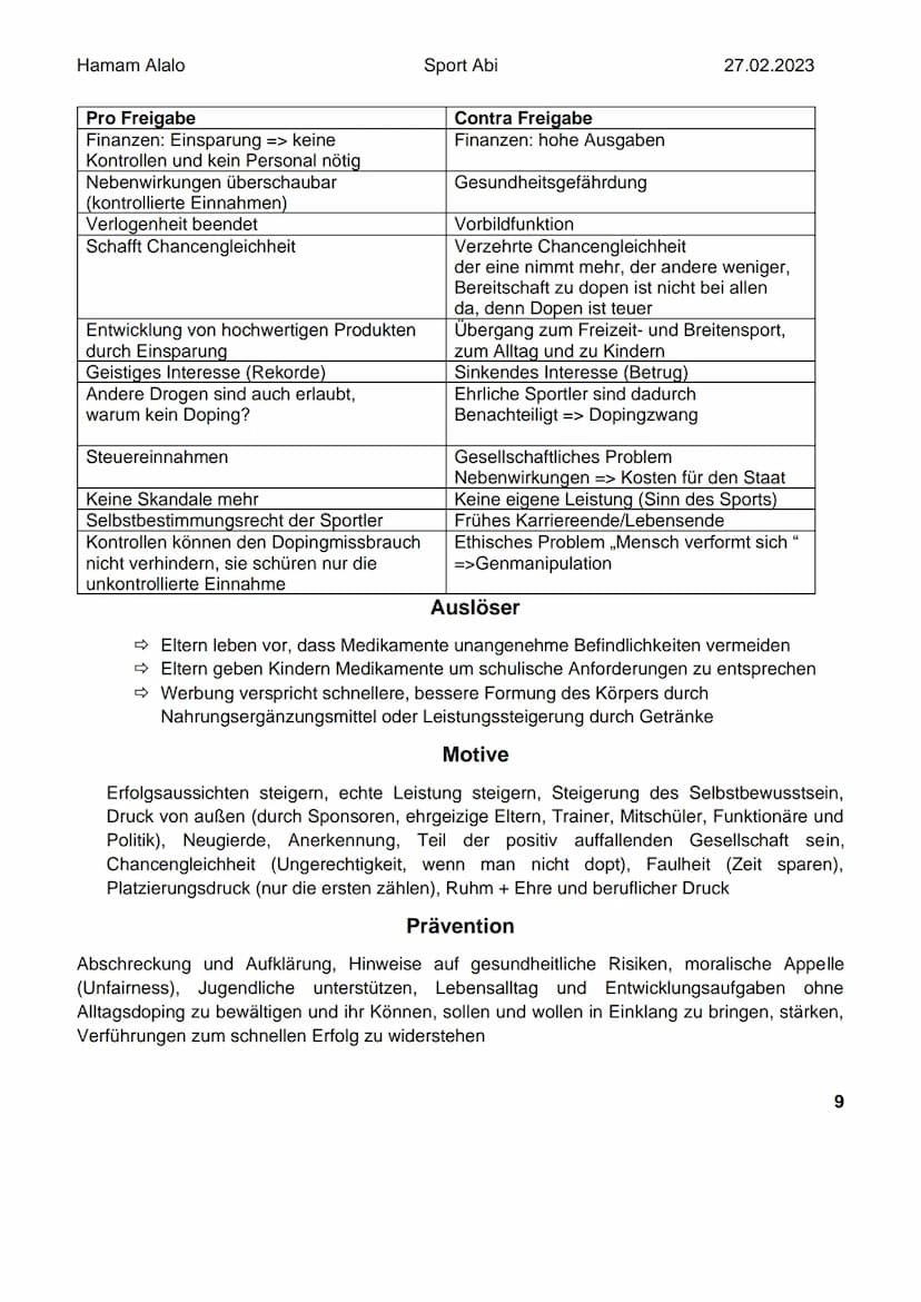 Hamam Alalo
Sport Abi
Bewegungslehre
27.02.2023
Warum Bewegungsanalyse?
Das Ziel der Analyse sportlicher Bewegungen besteht darin, ein Beweg