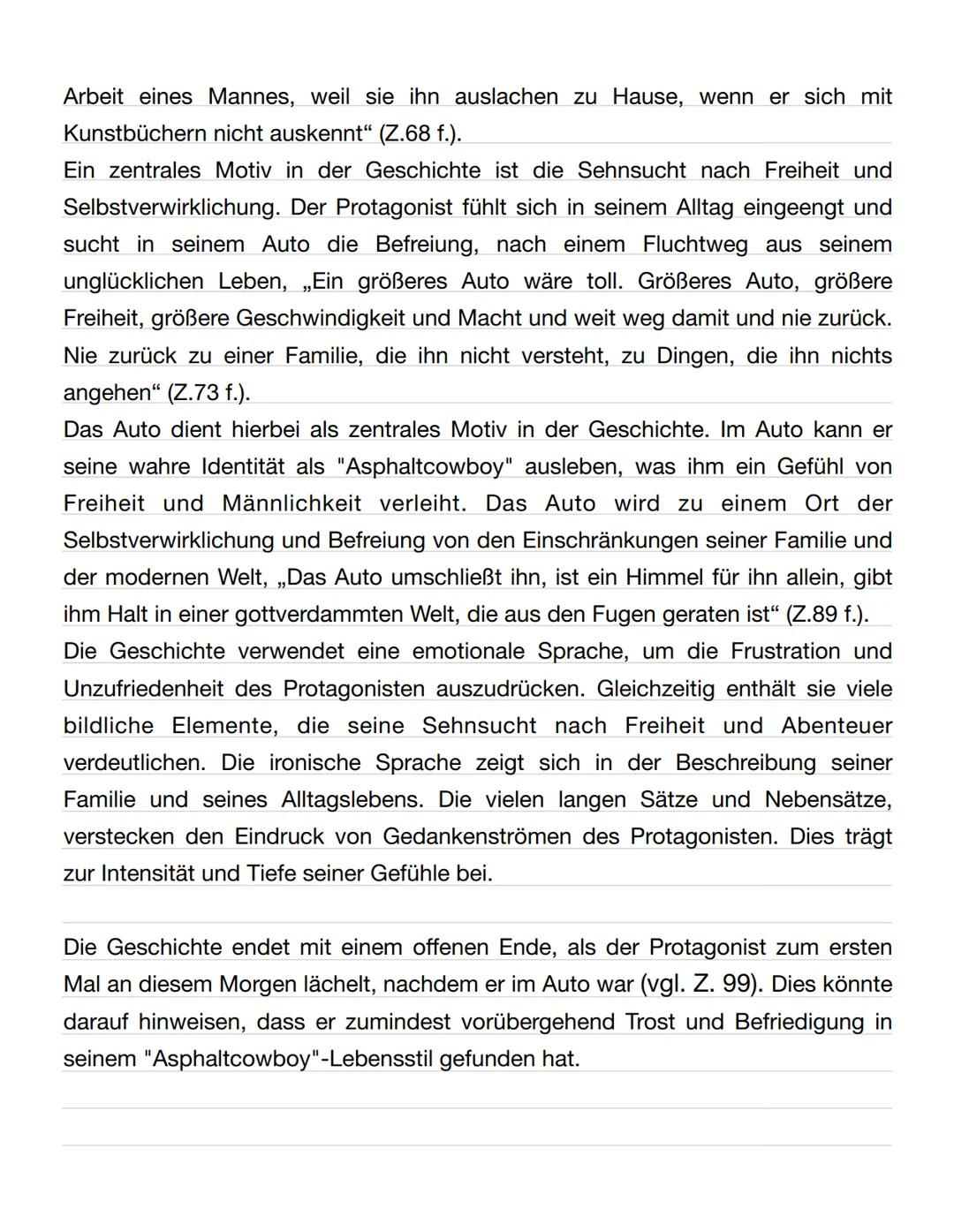 Sibylle Berg¹: Und in Arizona geht die Sonne auf (2000)
AB 23
Der Asphaltcowboy mit Spo-
ren an den Stiefeln: Nur im
Auto ist der Mann noch 