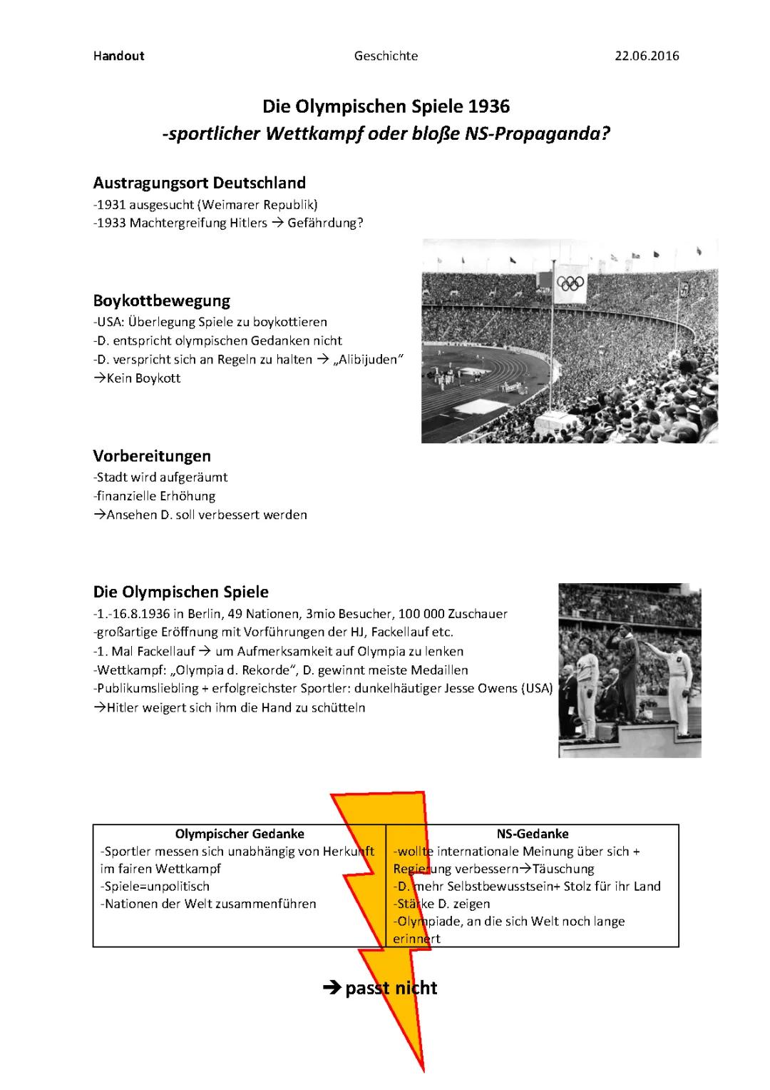 Die Olympischen Spiele 1936: Deutsche und jüdische Teilnehmer, Jesse Owens und die Eröffnungsfeier