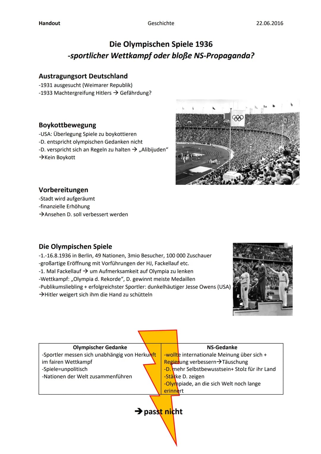 Die Olympischen Spiele 1936
-sportlicher Wettkampf oder bloße NS-Propaganda?-
200
55 Handout
Die Olympischen Spiele 1936
-sportlicher Wettka