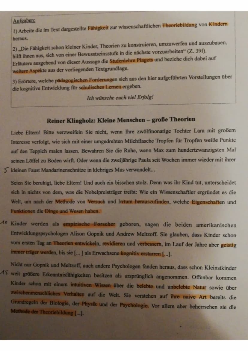 formal-operationale Stufe: logisches Denken mit Abstraktionen, wissenschaftliches
Denken des hypothetisch-deduktiven Typs
Vorstellung der Ex