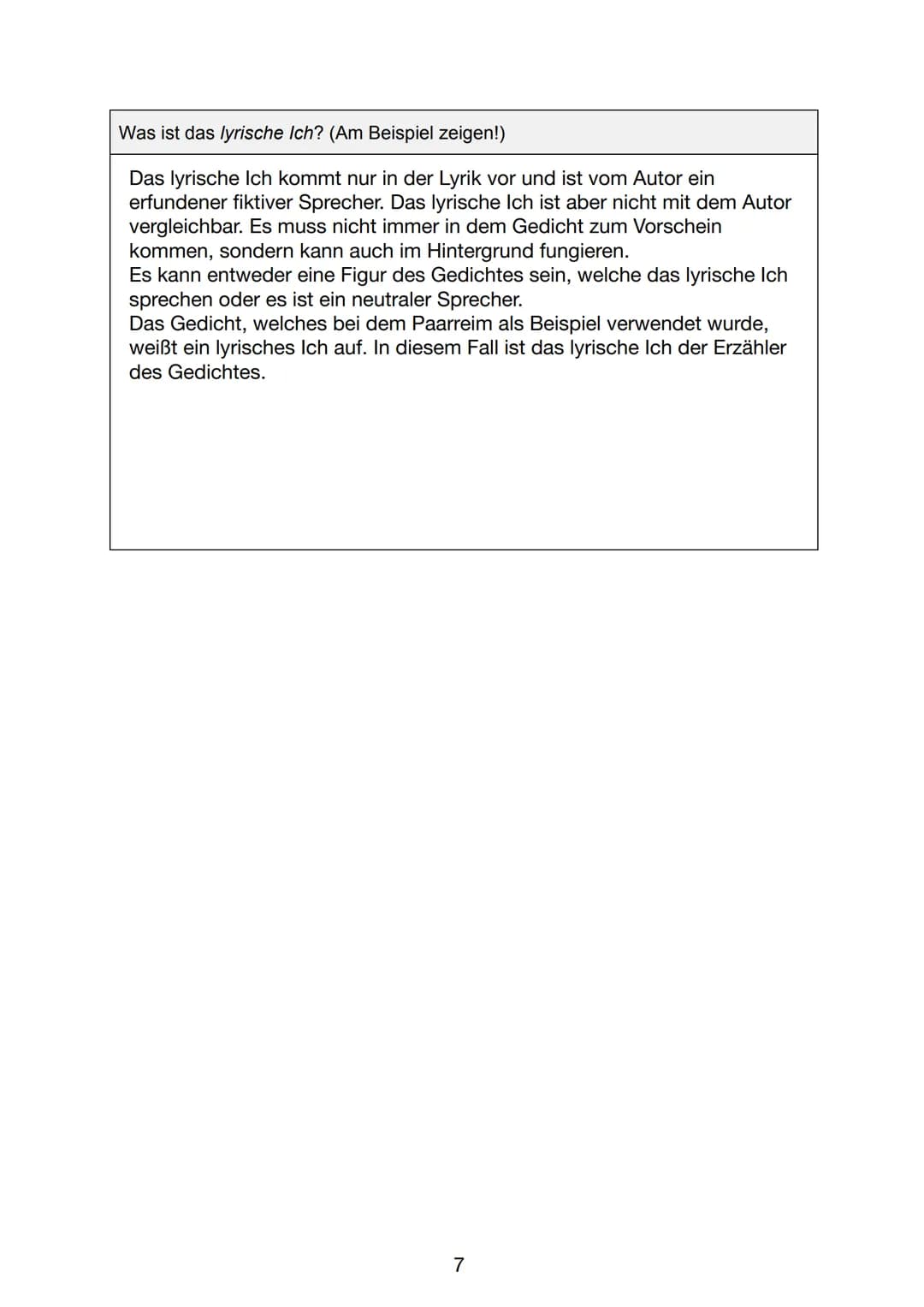Das Lyriklexikon
Portfolio zur Lyrik und ihren Merkmalen
Name, Vorname:
Klasse:
Fach:
Fachlehrer:
Zichte. Stunde
1.
1.
2.
3.
4. bis 6.
4.
5.
