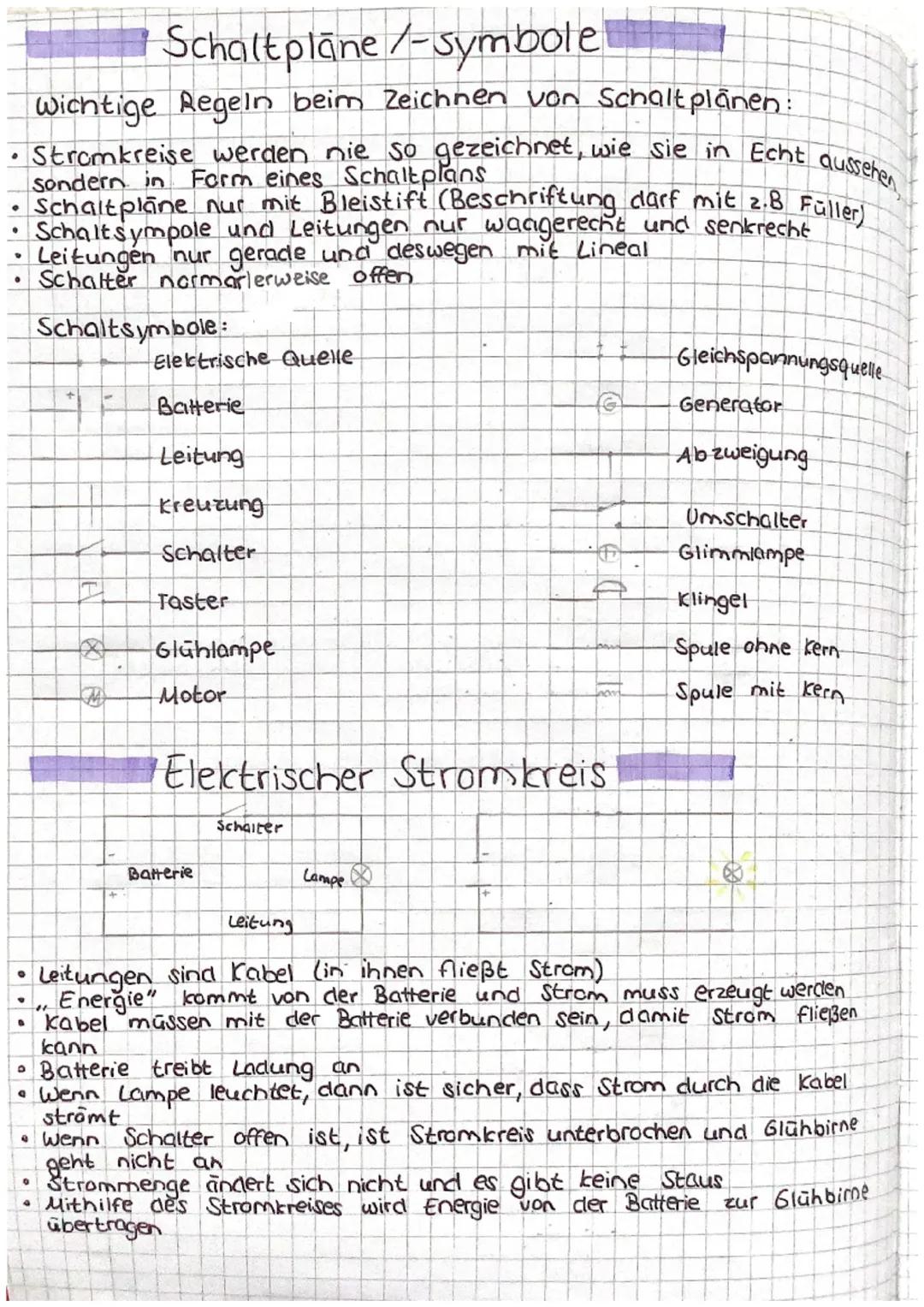 # Schaltplāne/-symbole

Wichtige Regeln beim Zeichnen von Schaltplänen:
*   Stromkreise werden nie so gezeichnet, wie sie in Echt aussehen
s