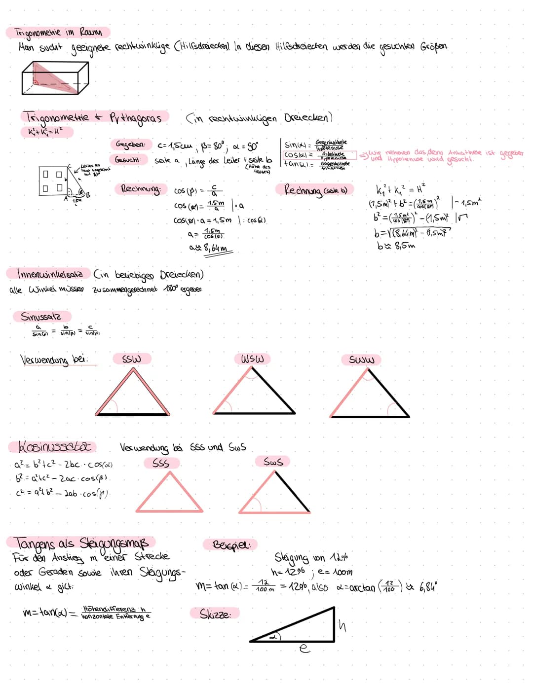 Seitenverhältnisse
In jedem rechtwinkligen Dreieck gilt:
Geçen katheke
sin (2) = Hypotenuse.
cos(x) =
tan(x)
Beispiele
с
b
Ankathele von a
H
