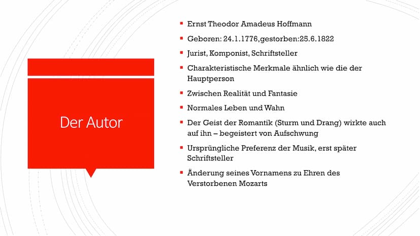Der goldne Topf
E.T.A Hoffmann
2000 Gliederung
1. Der Autor
2. Infos zum Werk
3. Personenkonstellation
4. Inhalt
5. Vergleich mit Faust 1
6.