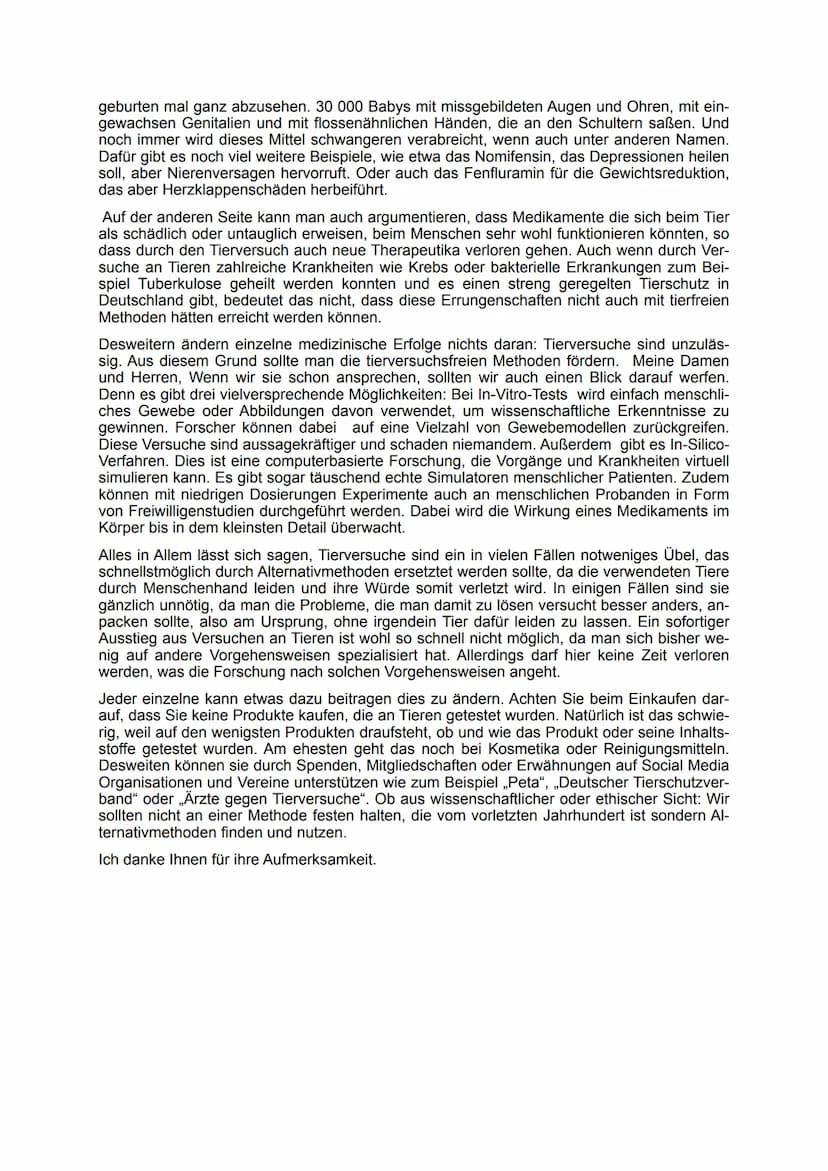 Nein zu Tierversuchen!
Meine sehr geehrten Damen und Herren!
Stellen Sie sich vor, Sie haben einen unbedenklichen Hautausschlag. Sie gehen z