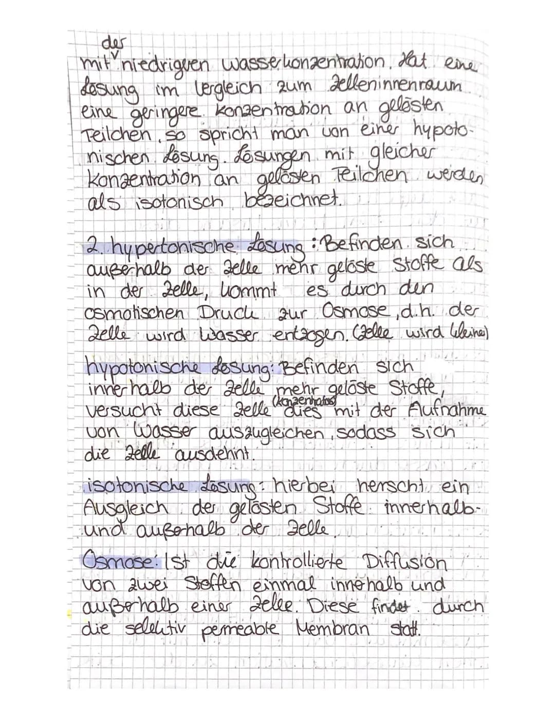 Biologie individuelle Studienzeit
Diffusion: Eine Diffusion ist eine Konzen-
trationsausgleichung von mindestens zwei!
Stoffen. Sie ist eine
